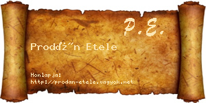 Prodán Etele névjegykártya
